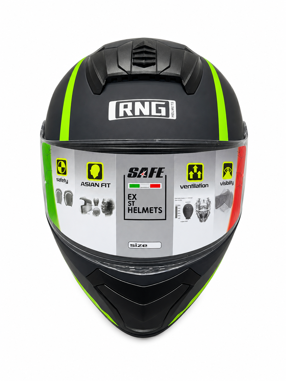 کلاه کاسکت فک متحرک RNG عینک‌دار مشکی فسفری